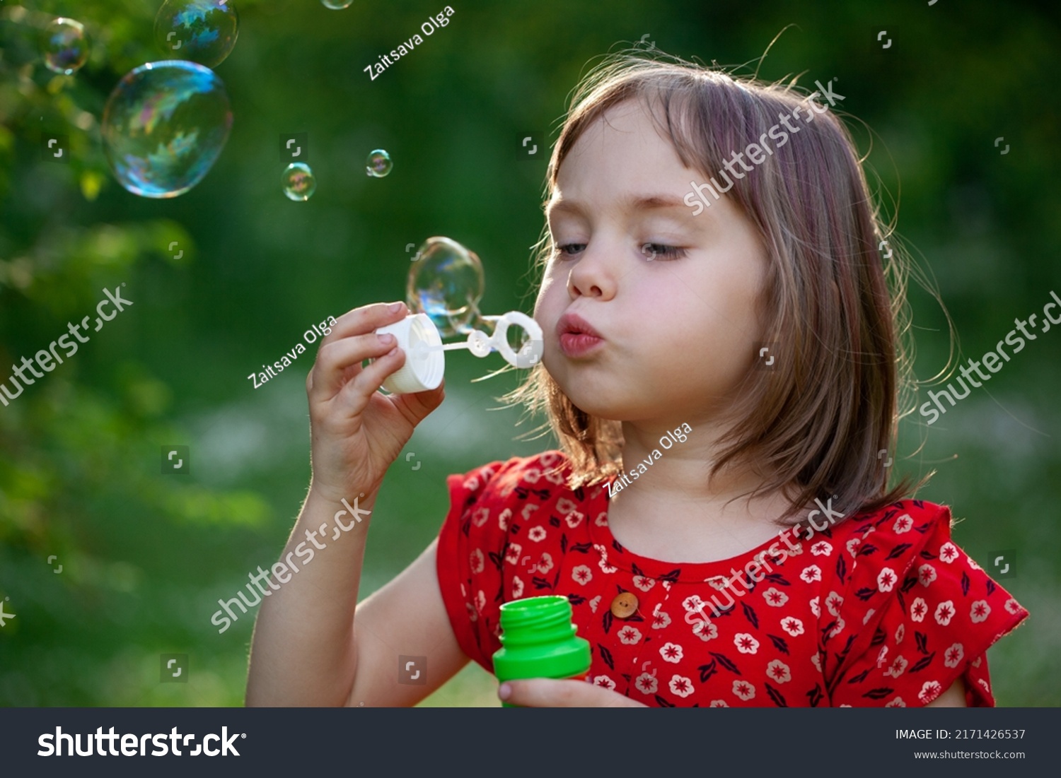 Little Child Girl Red Dress Blowing Stock Photo 2171426537 | Shutterstock