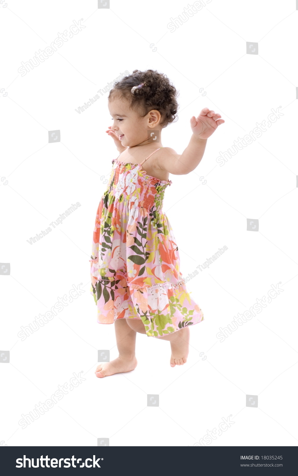 Little Child Walking On White Background Stock Photo 18035245 ...