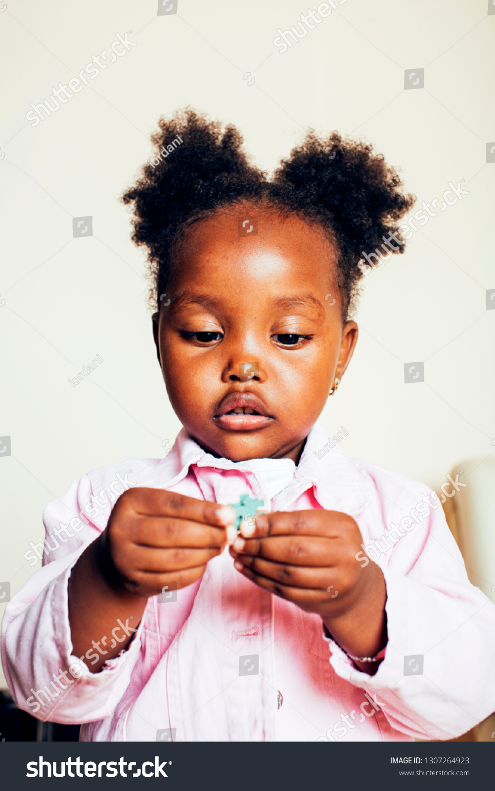 Little Cute African American Girl Playing Stock Photo Edit