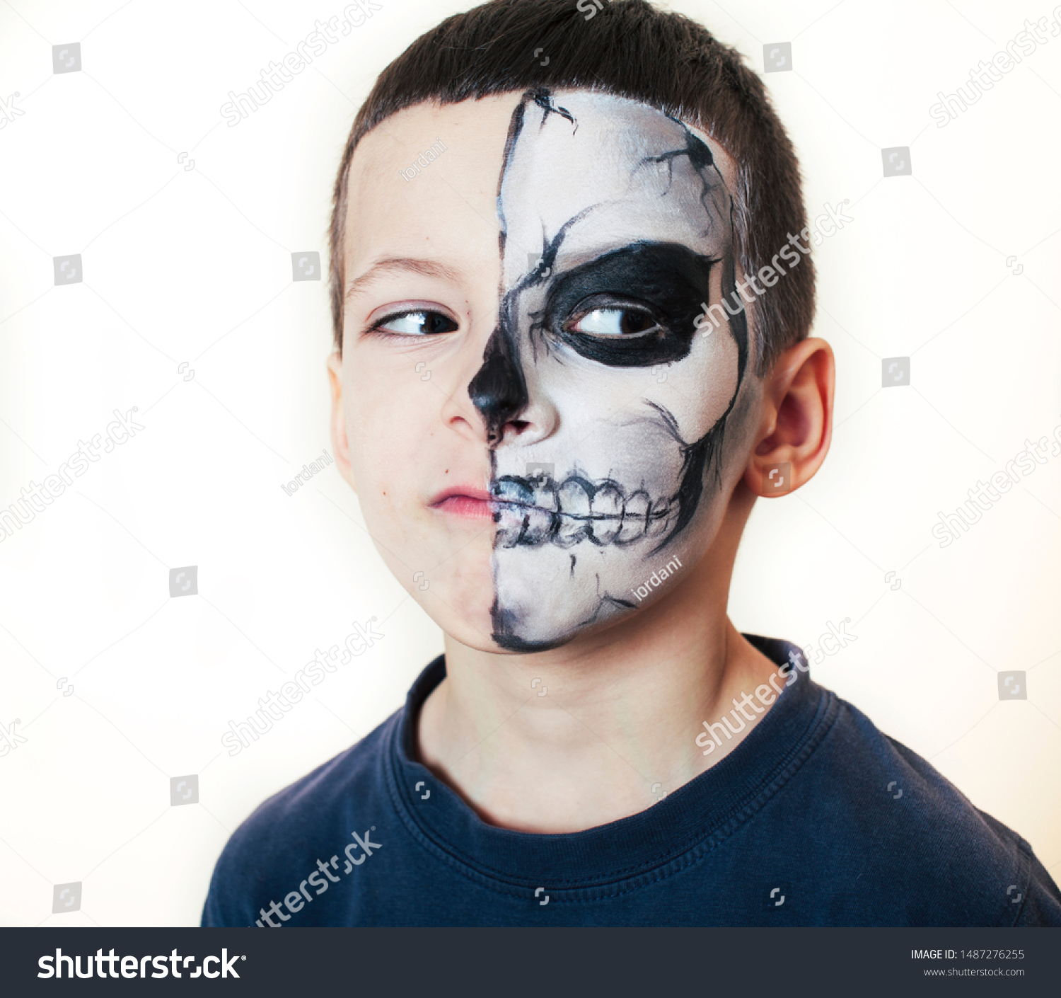 Little Cute Boy Face Paint Like Stock Photo Edit Now 1487276255