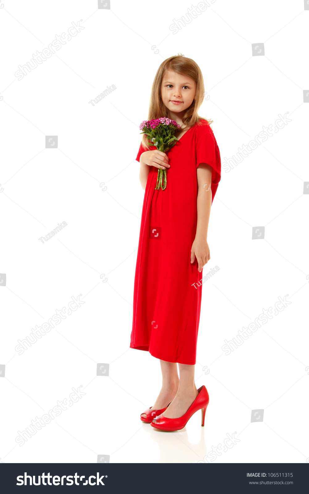 little girl red high heels