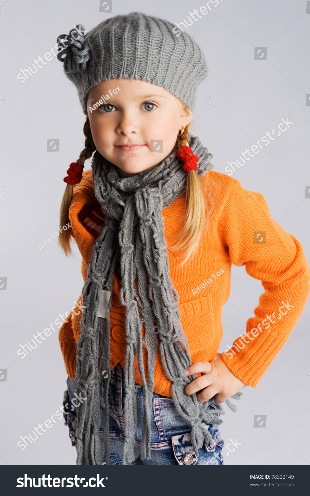 Little Fashionable Girl In Warm Clothes Stock Photo 78332149 : Shutterstock