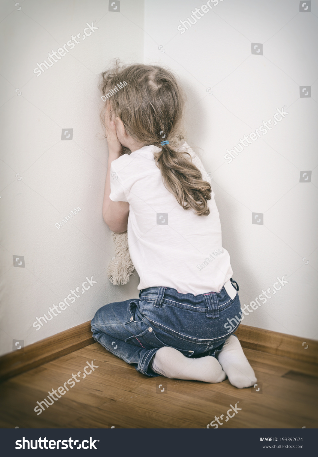 Little Girl Crying Corner Domestic Violence Stock Photo 193392674 ...