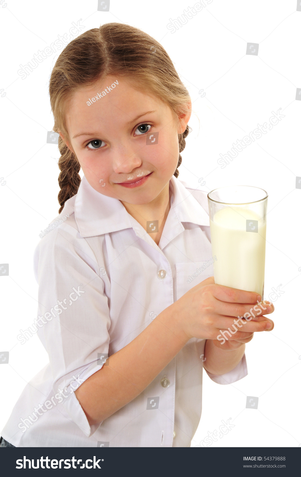 Little Girl Drinking Milk Stock Photo 54379888 : Shutterstock