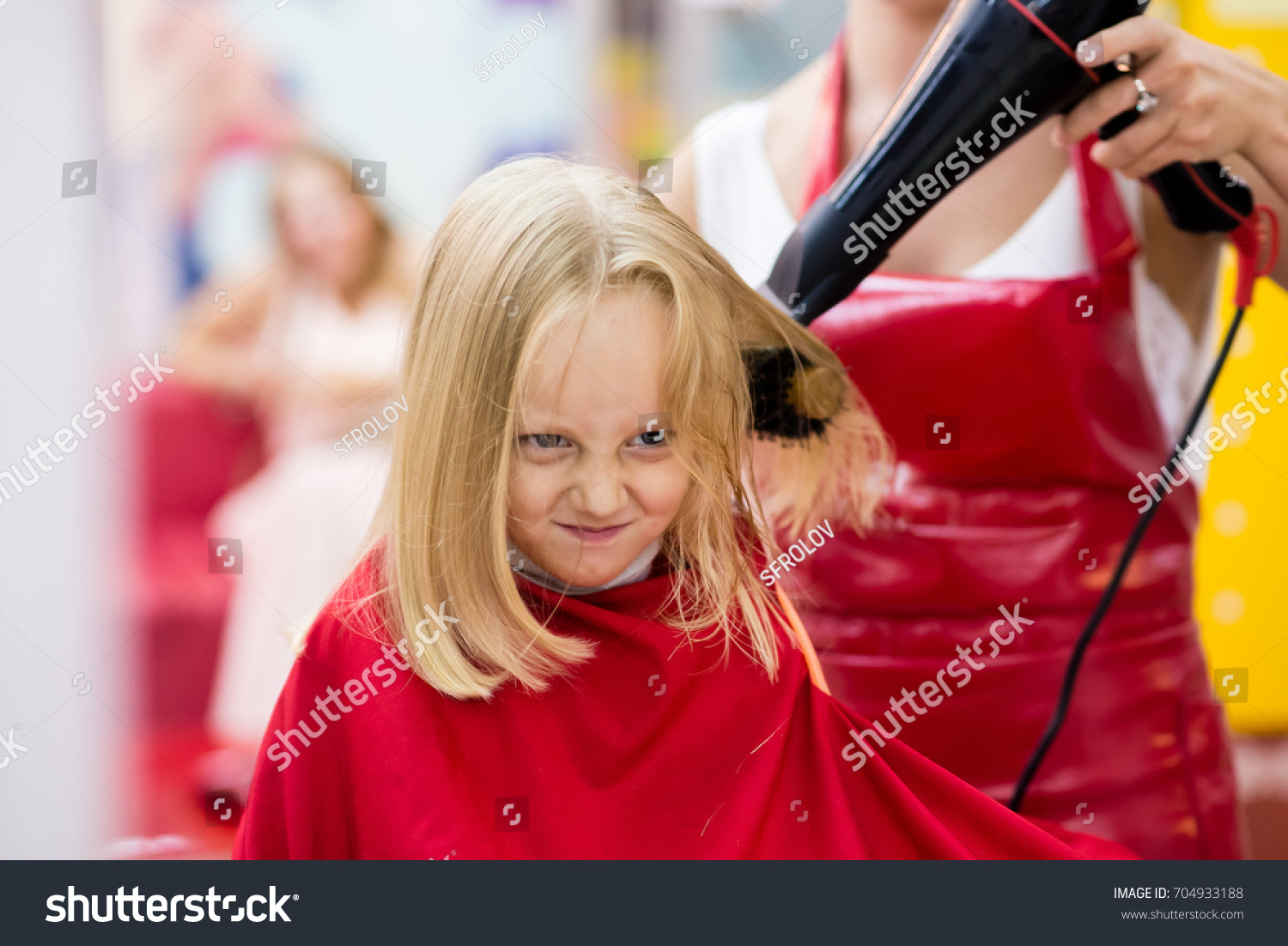 Little Girl Dry Hair Barber Shop Stock Photo 704933188 Shutterstock