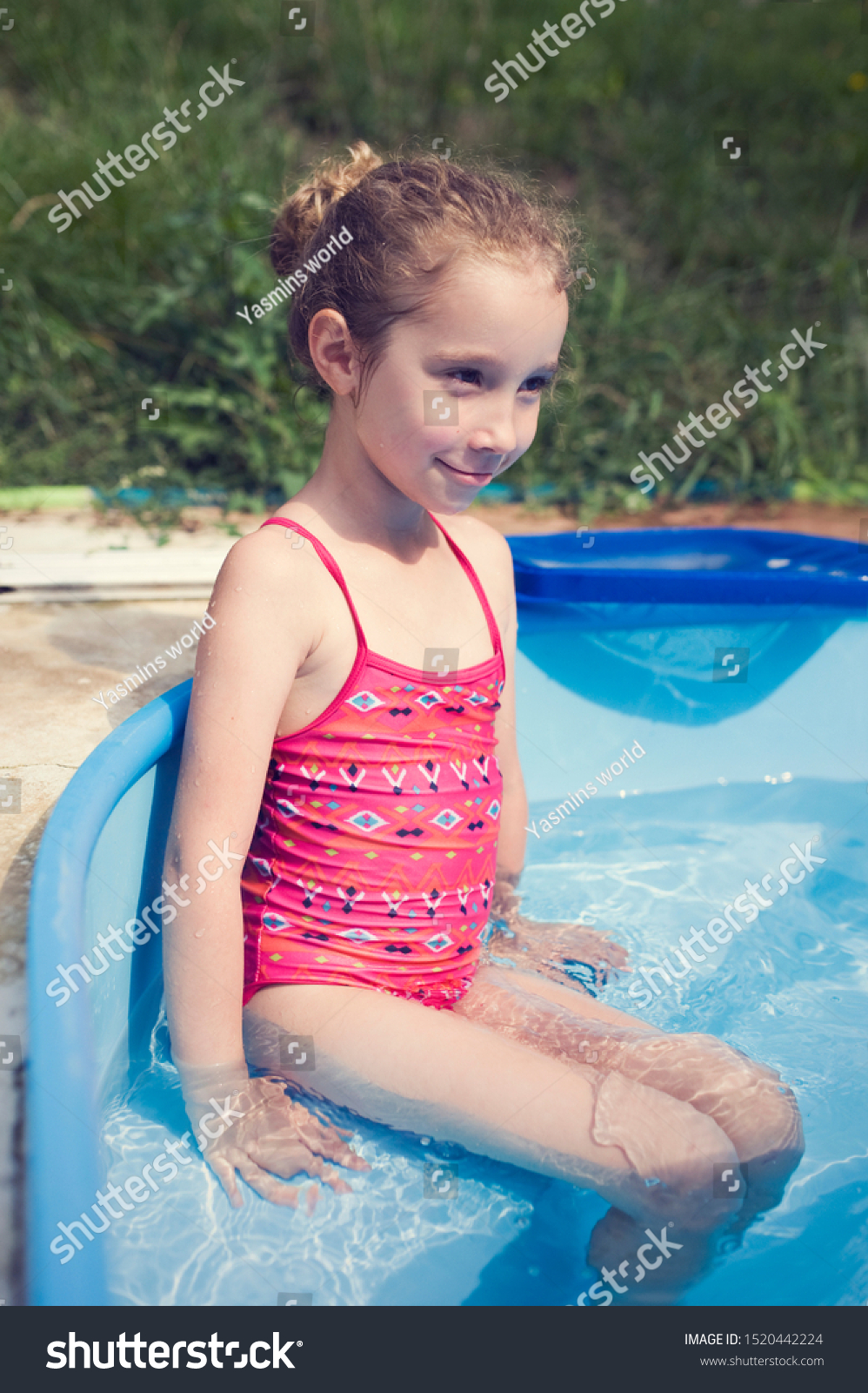 Little Girl Frolics Pool Sitting Pool Stock Photo 1520442224 | Shutterstock