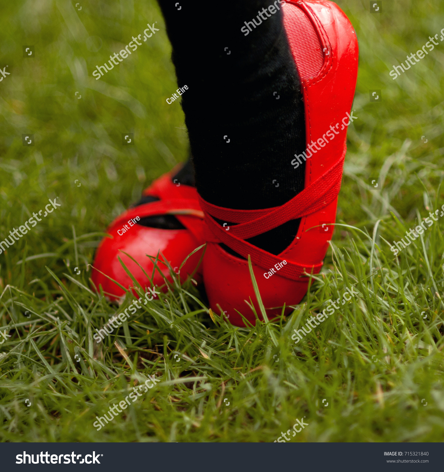 Bright Red Shoes Dancing Stock Photo 