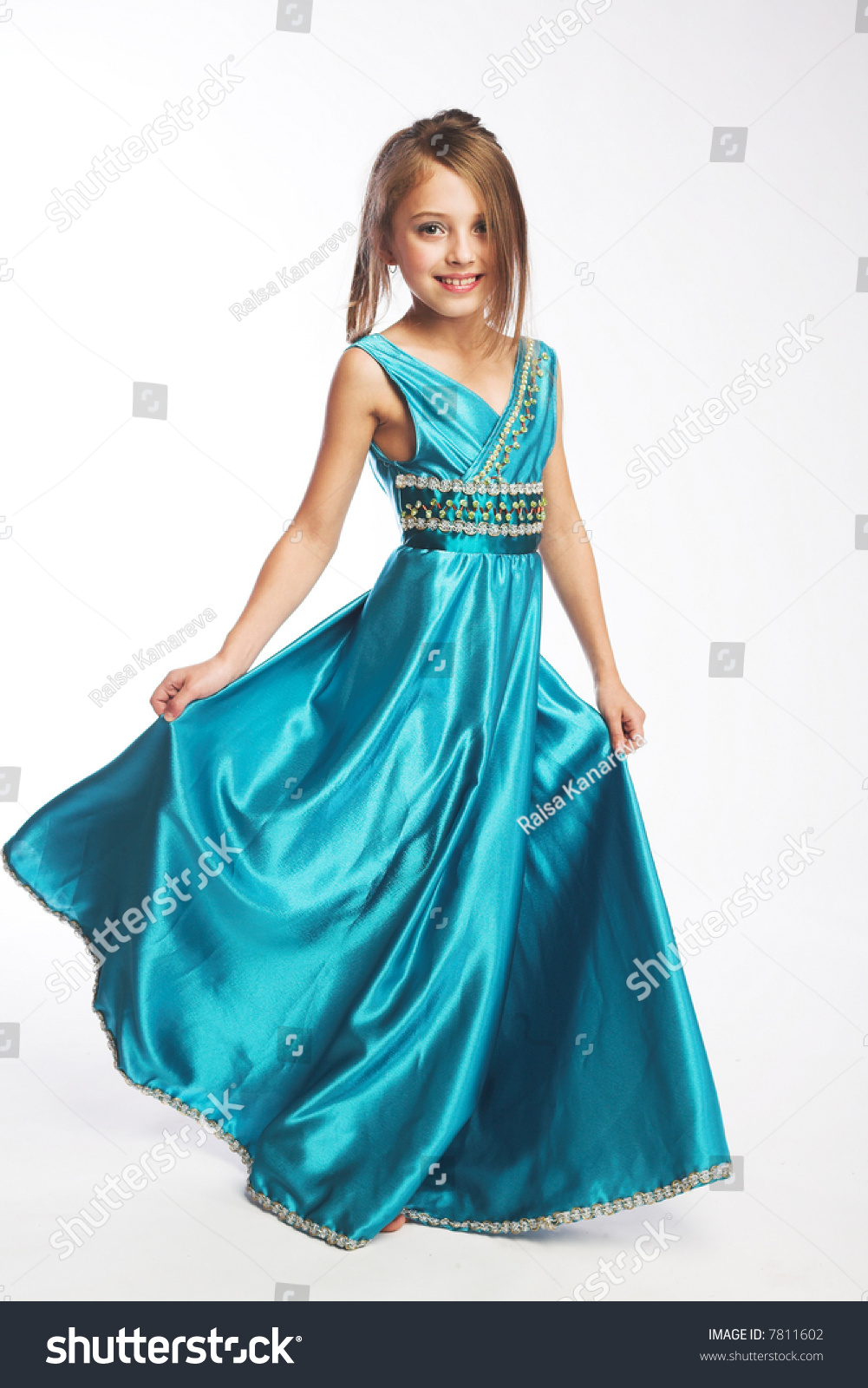 little girl in blue dress