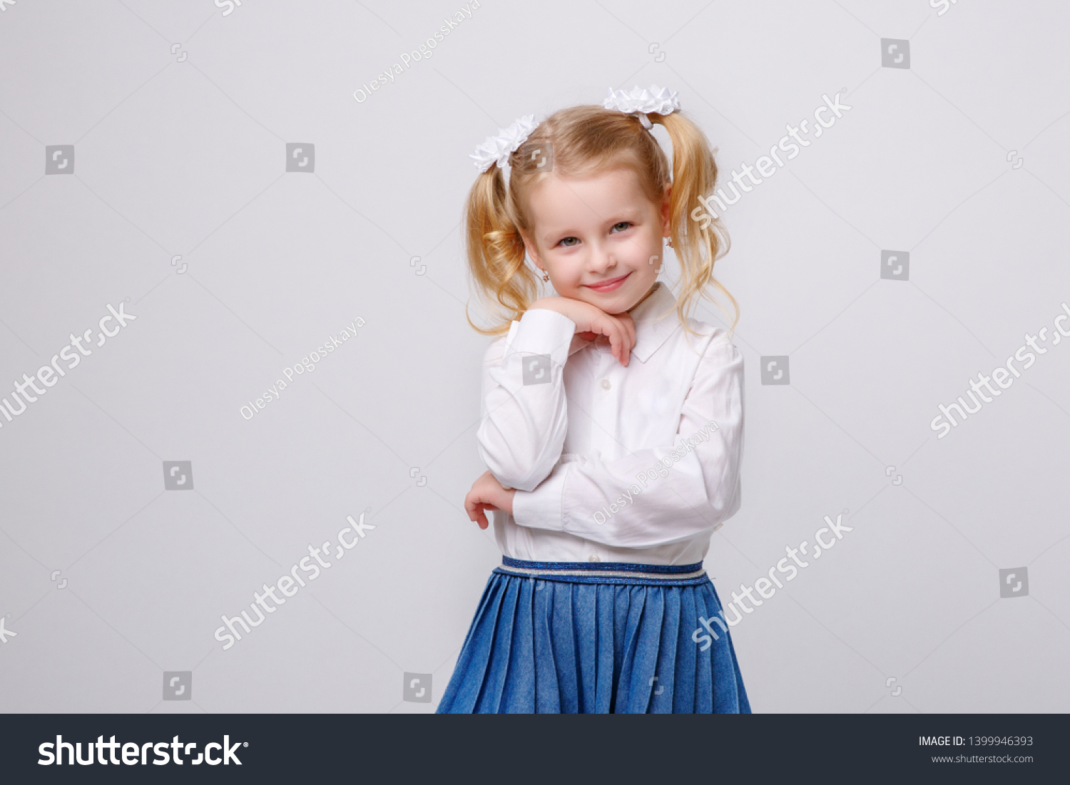 Little Girl School Uniform Standing On Stock Photo 1399946393 ...