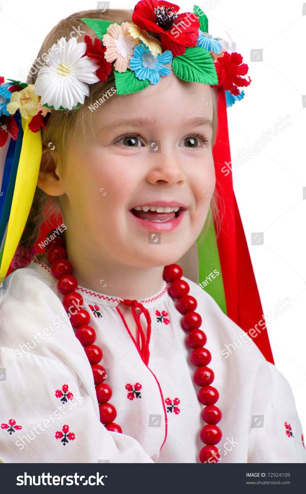 Little Girl In Traditional Ukrainian Costume On White Background Stock ...