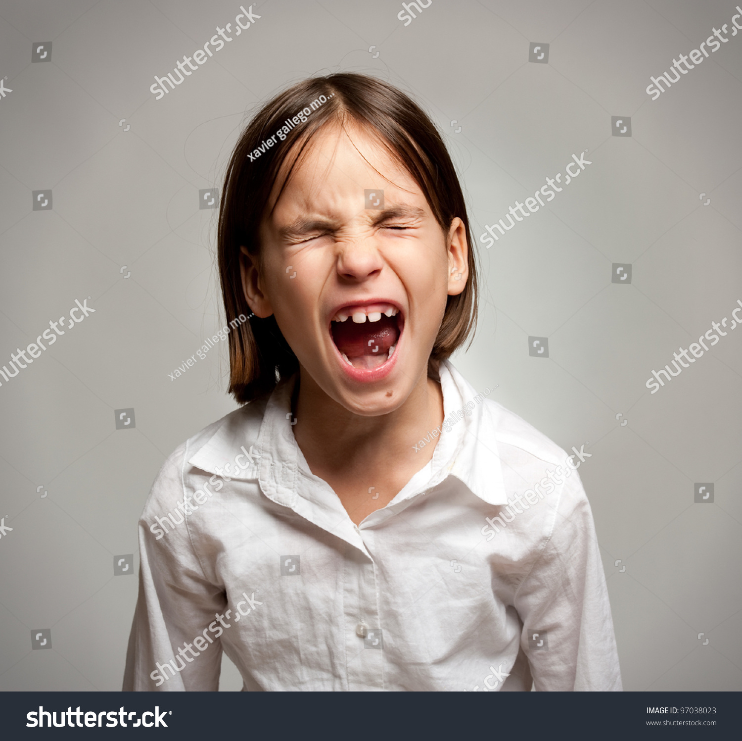 Little Girl Screaming With Eyes Closed Stock Photo 97038023 : Shutterstock