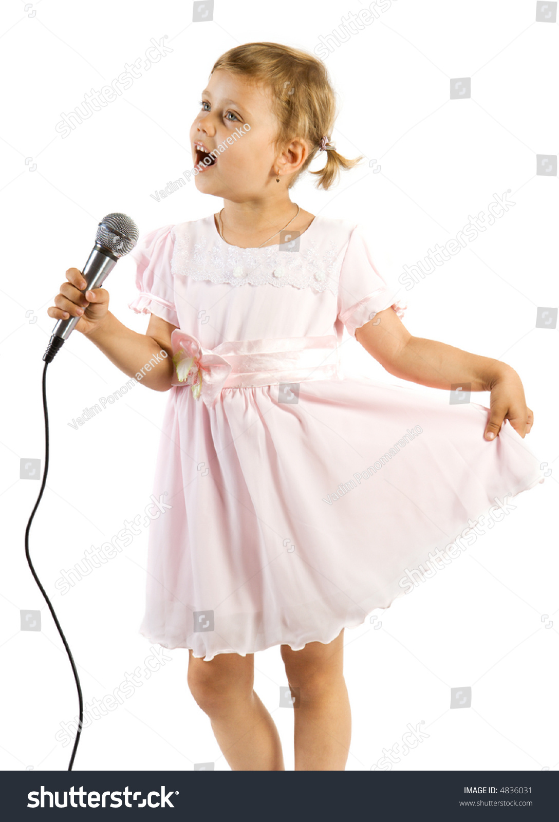 Little Girl Singing. Isolate On White Background. Stock Photo 4836031 ...