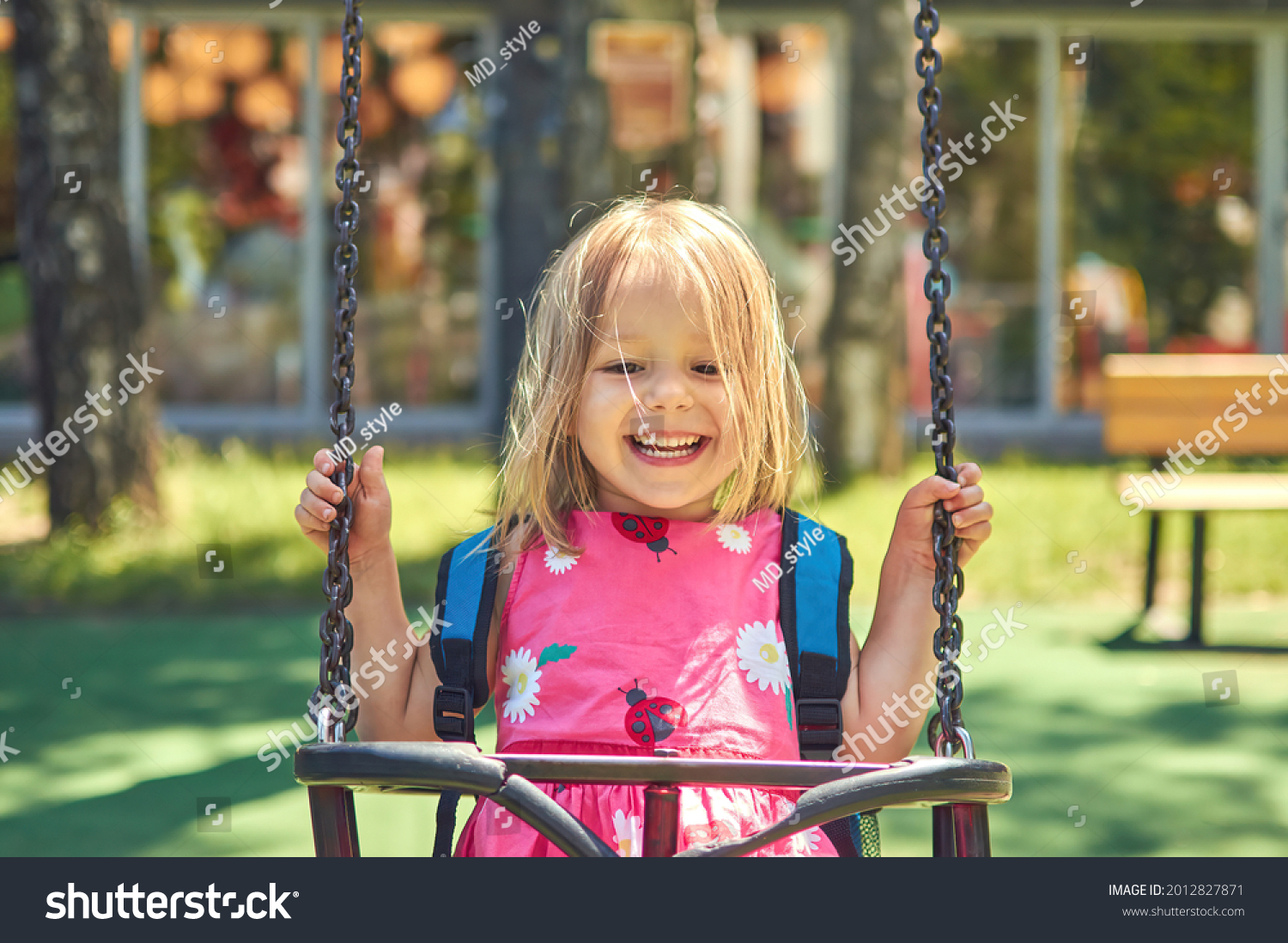 Little Girl Swinging On Swing Having Stock Photo 2012827871 | Shutterstock