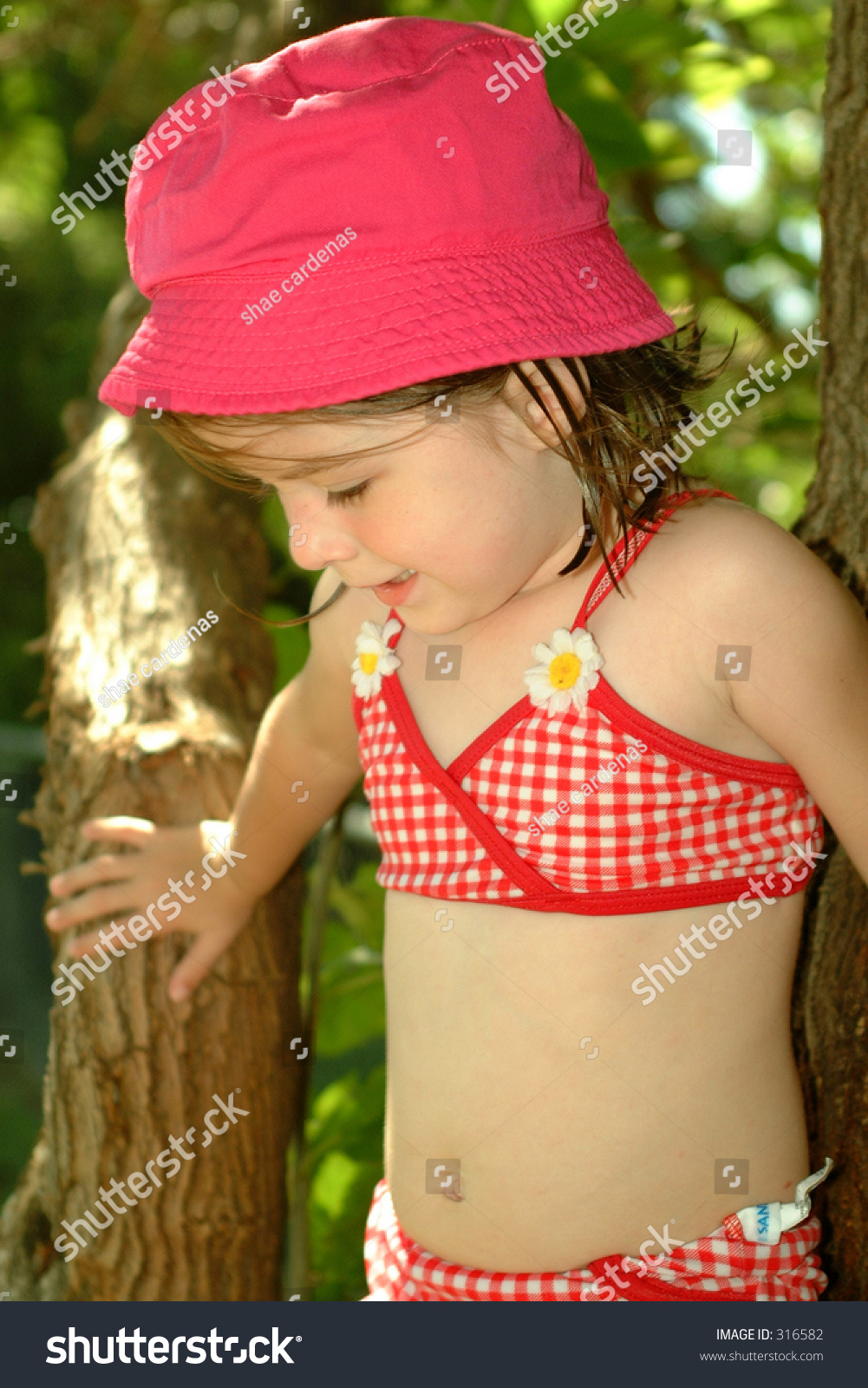 little girl wearing swimsuit