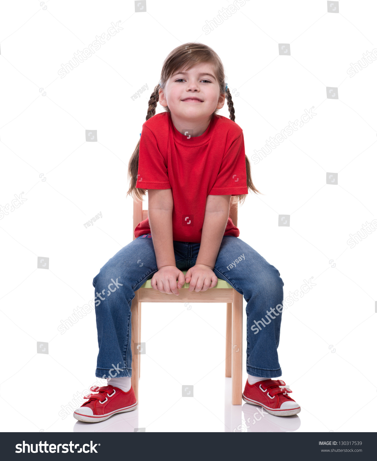 Little Girl Wearing Red Tshirt Posing Stock Photo 130317539 - Shutterstock