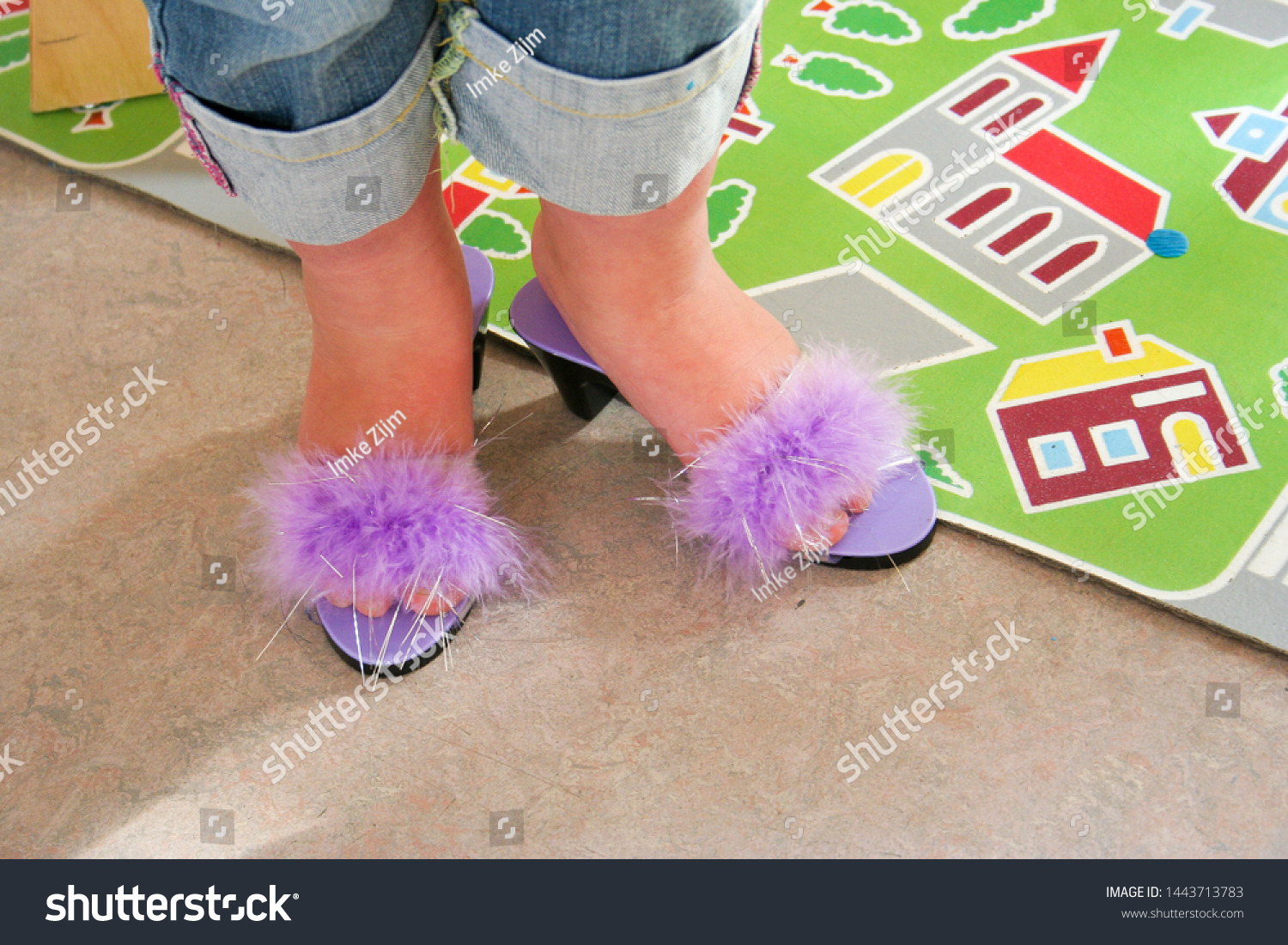 purple fluffy heels