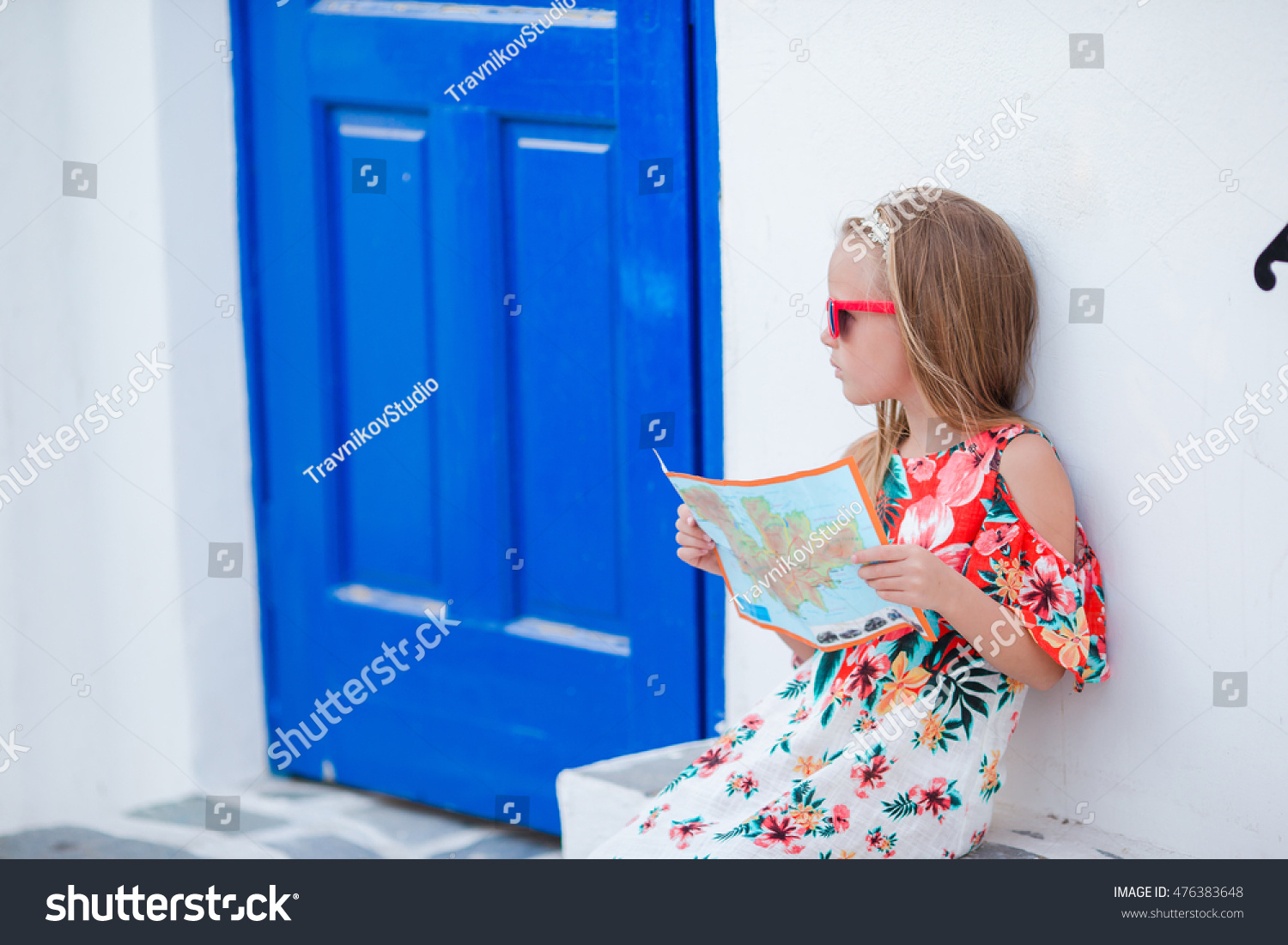 Little Girl Map Island Outdoors Old Stock Photo Edit Now 476383648