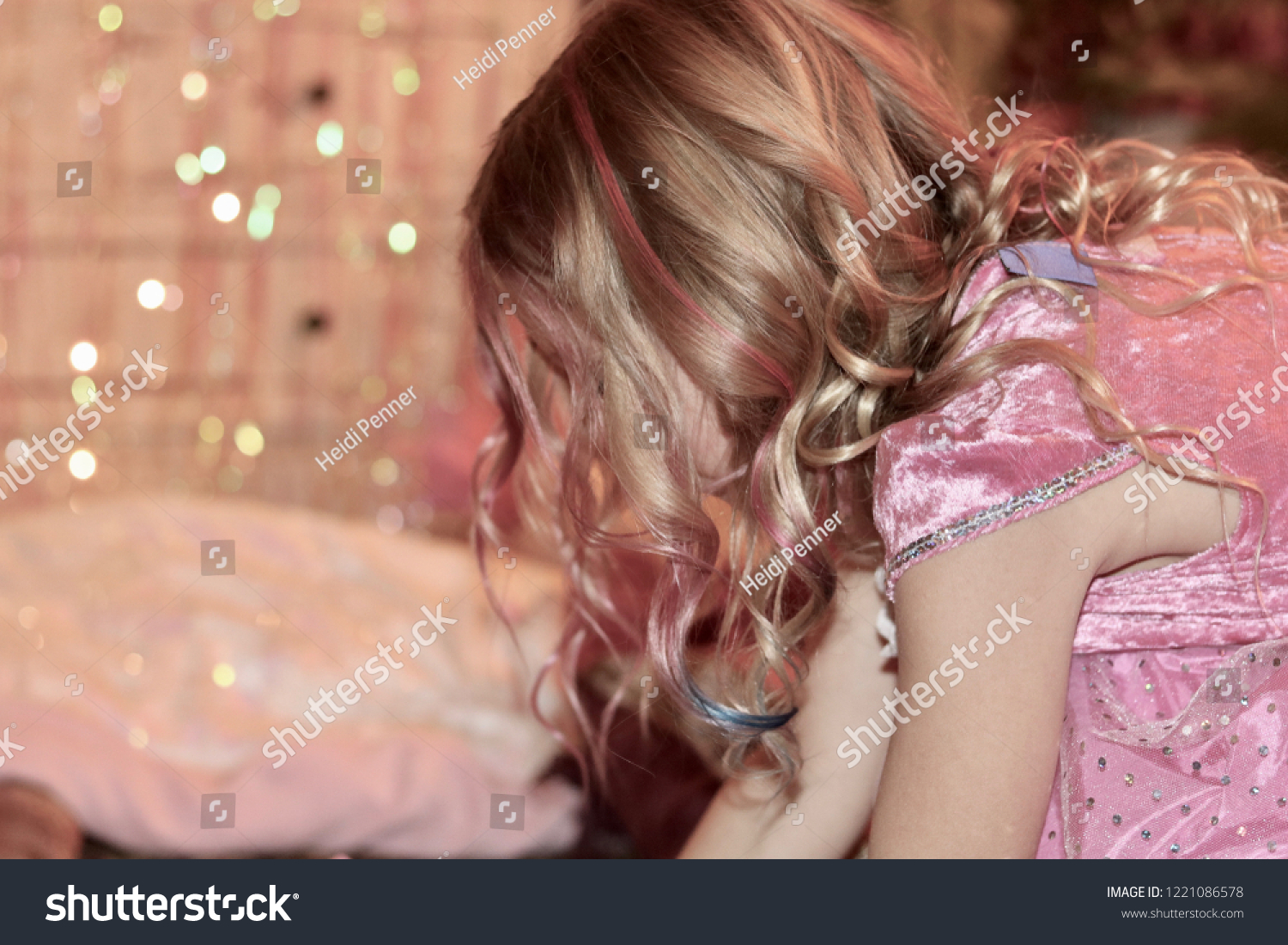 Little Girl Pink Blue Highlights Her Stock Photo Edit Now