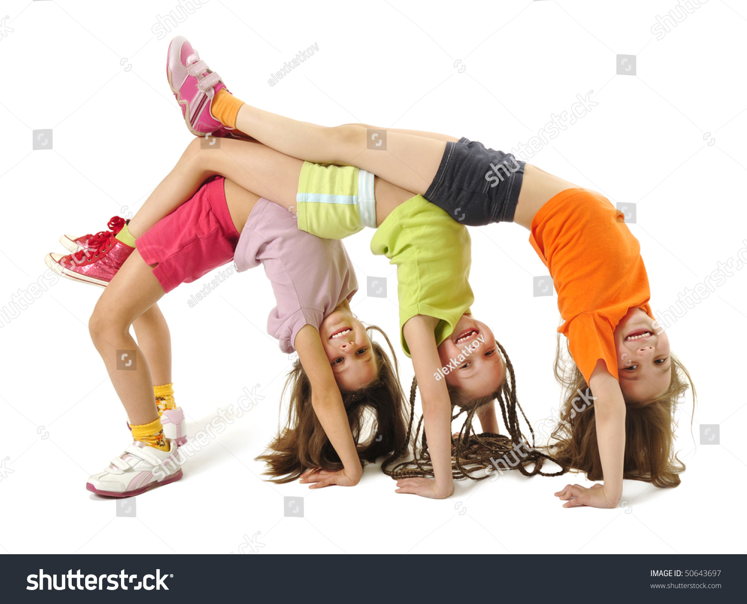 Little Girls Standing On Her Arms Stock Photo 50643697 : Shutterstock