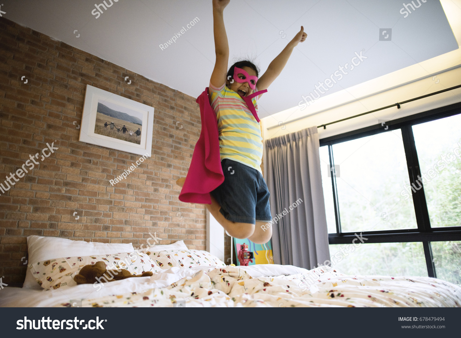 Little Indian Girl Superhero Costume Jumping Stock Photo Edit Now