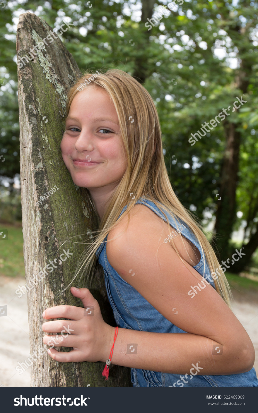 Little Preteen Girl Outdoor In Park At Summer Stock Photo 522469009 ...