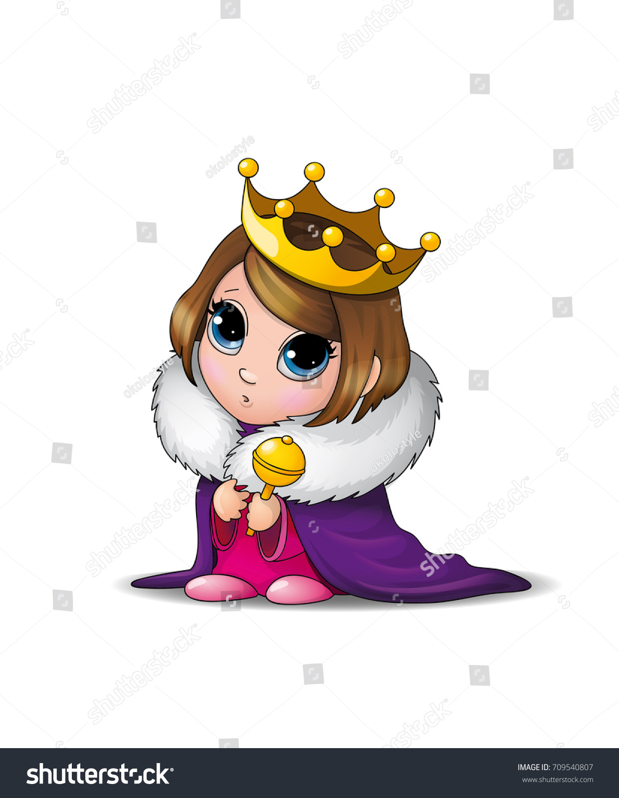 Little Queen Is Wearing A Crown And Cloak