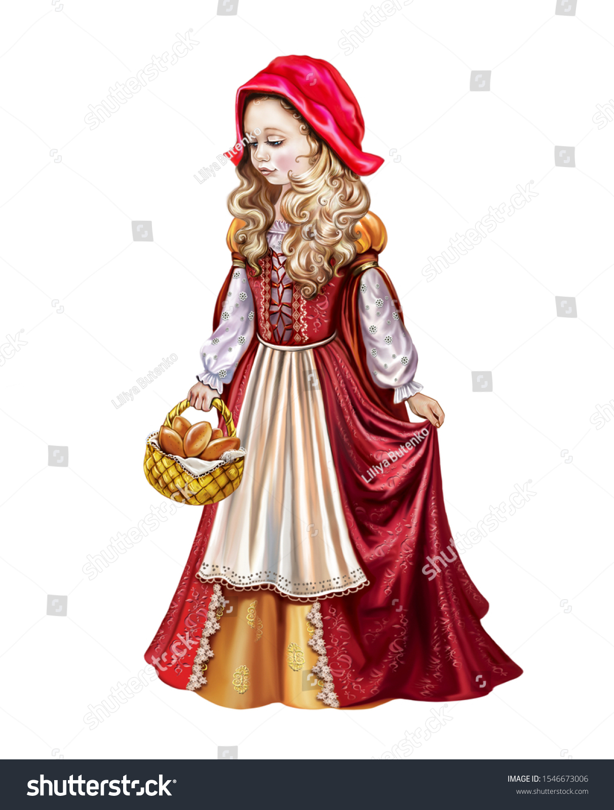 Little Red Riding Hood Basket Pies Stock Illustration