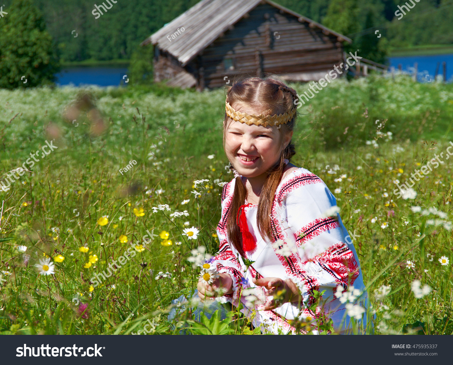 Little Slavic Girl National Dress Russian Stock Photo 475935337 ...