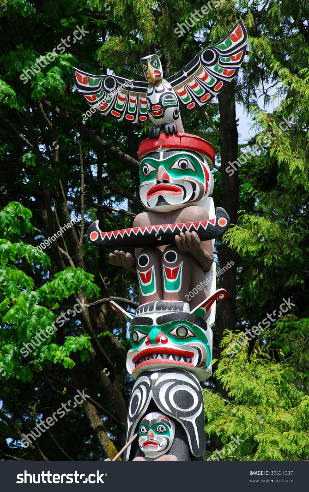 Lively Historic Totem Pole By Ancient Stock Photo (Edit Now) 37531537 ...