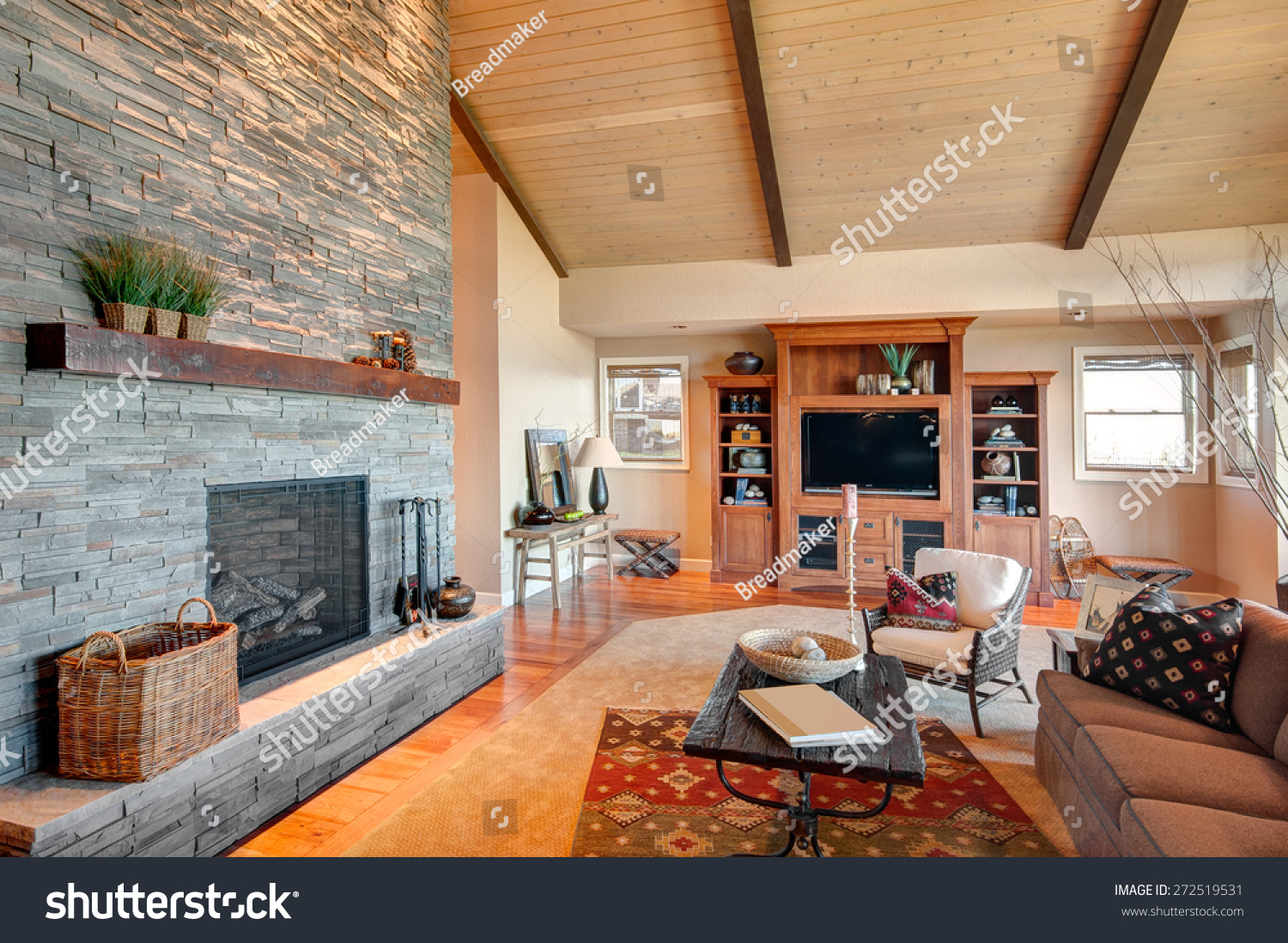Living Room New Houselarge Furnished Living Stock Photo Edit Now