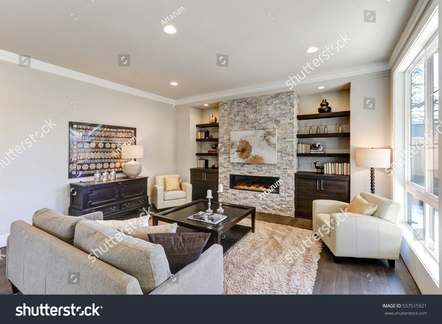 Living Room Interior Gray Brown Colors Stock Photo Edit Now