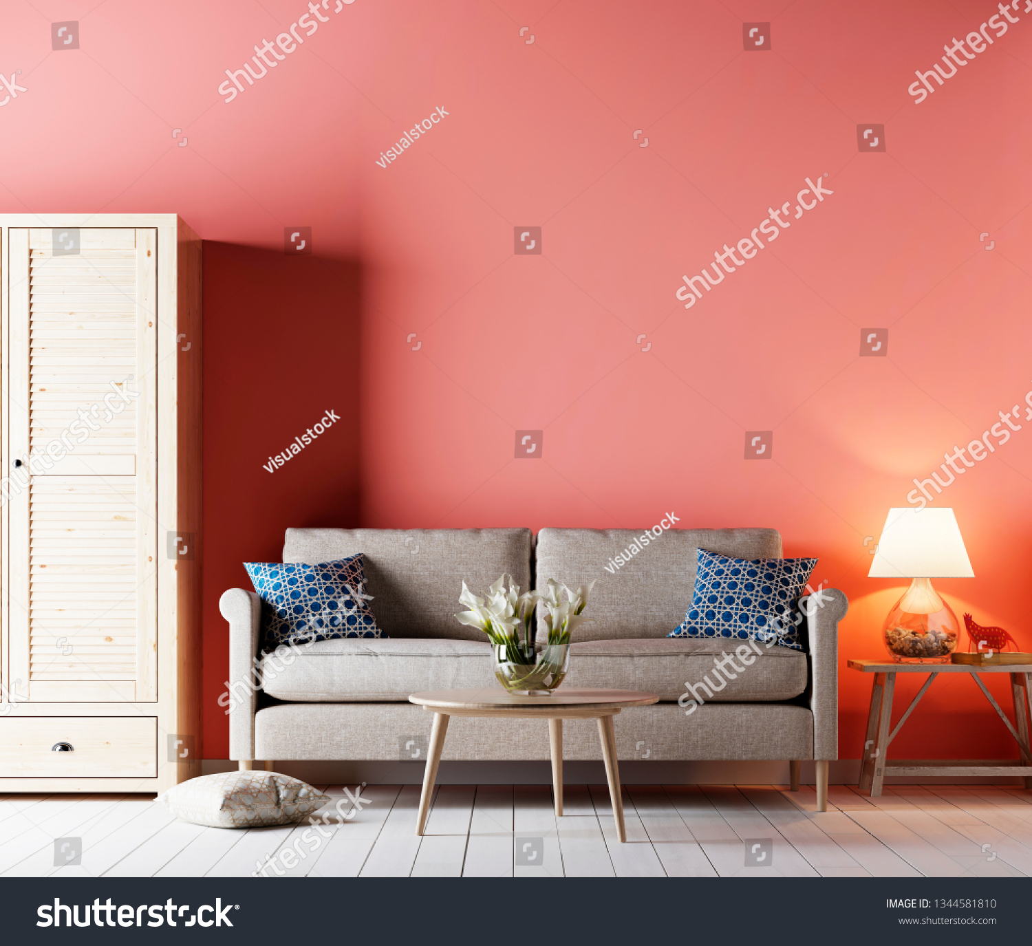 Living Room Interior Sofa Cupboard Table The Arts Stock Image 1344581810