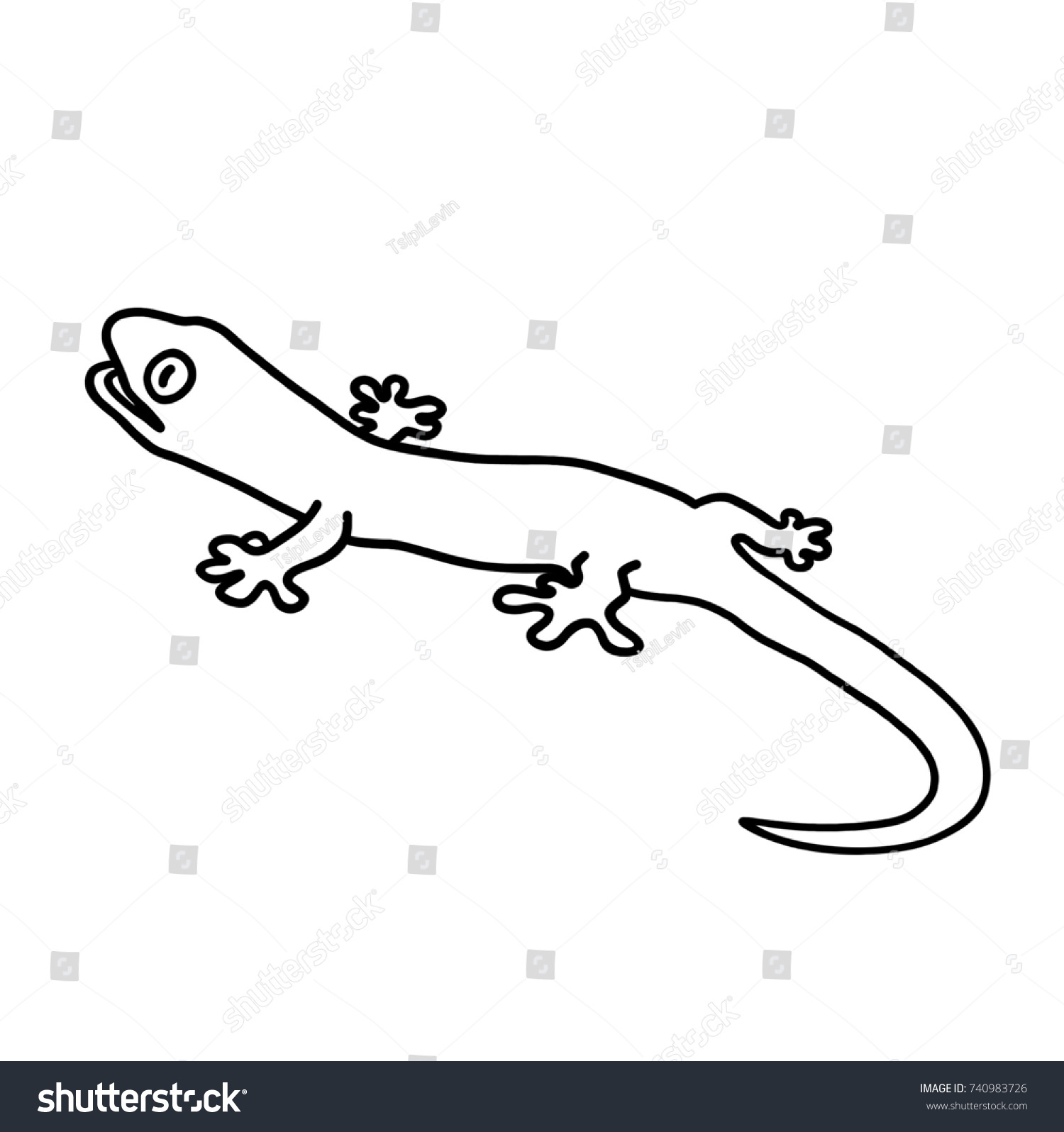 Lizard Outline Illustration Gecko Cartoon Stock Illustration 740983726