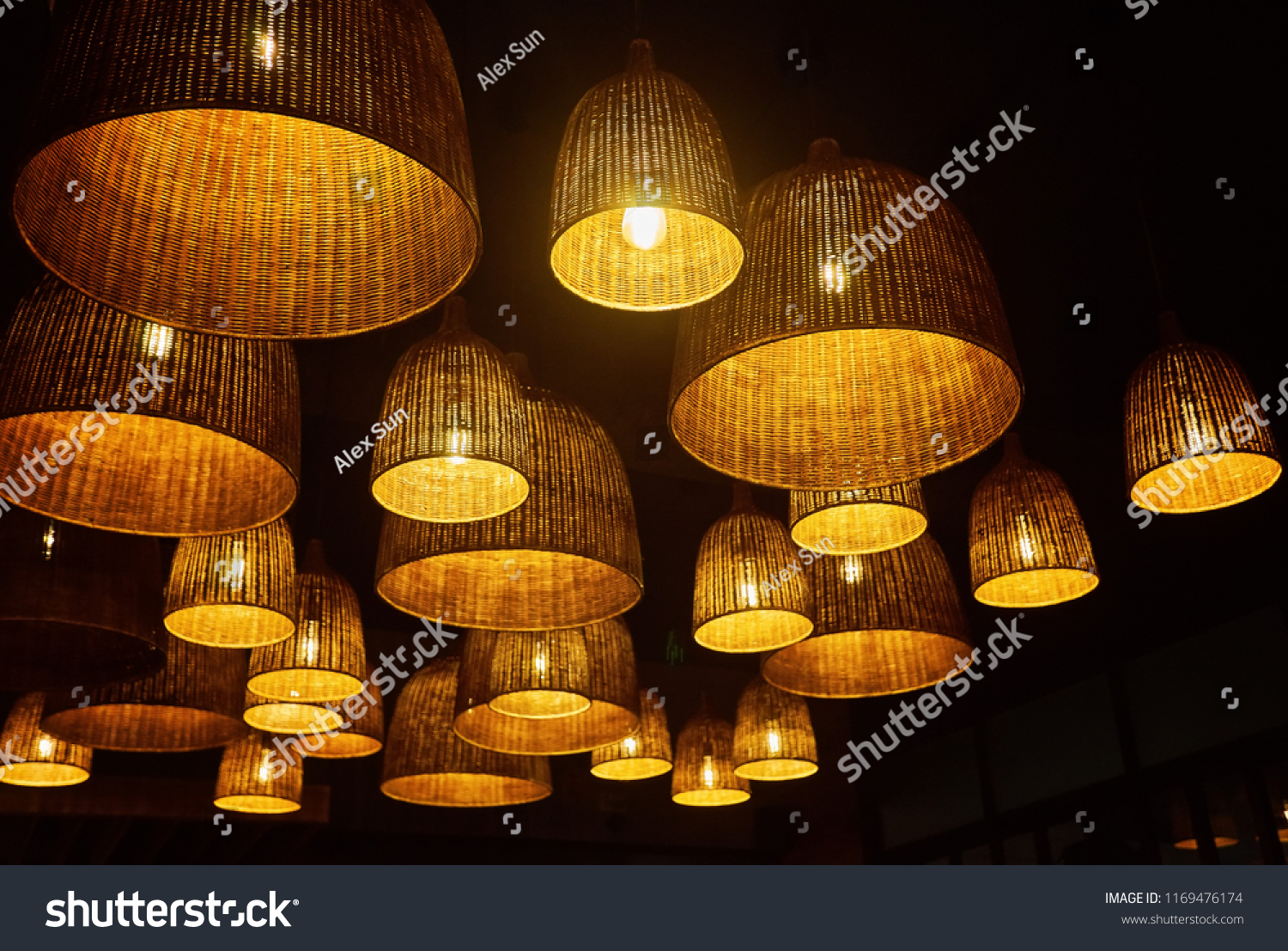 Local Shaped Lamps On Ceiling Against Stock Photo Edit Now