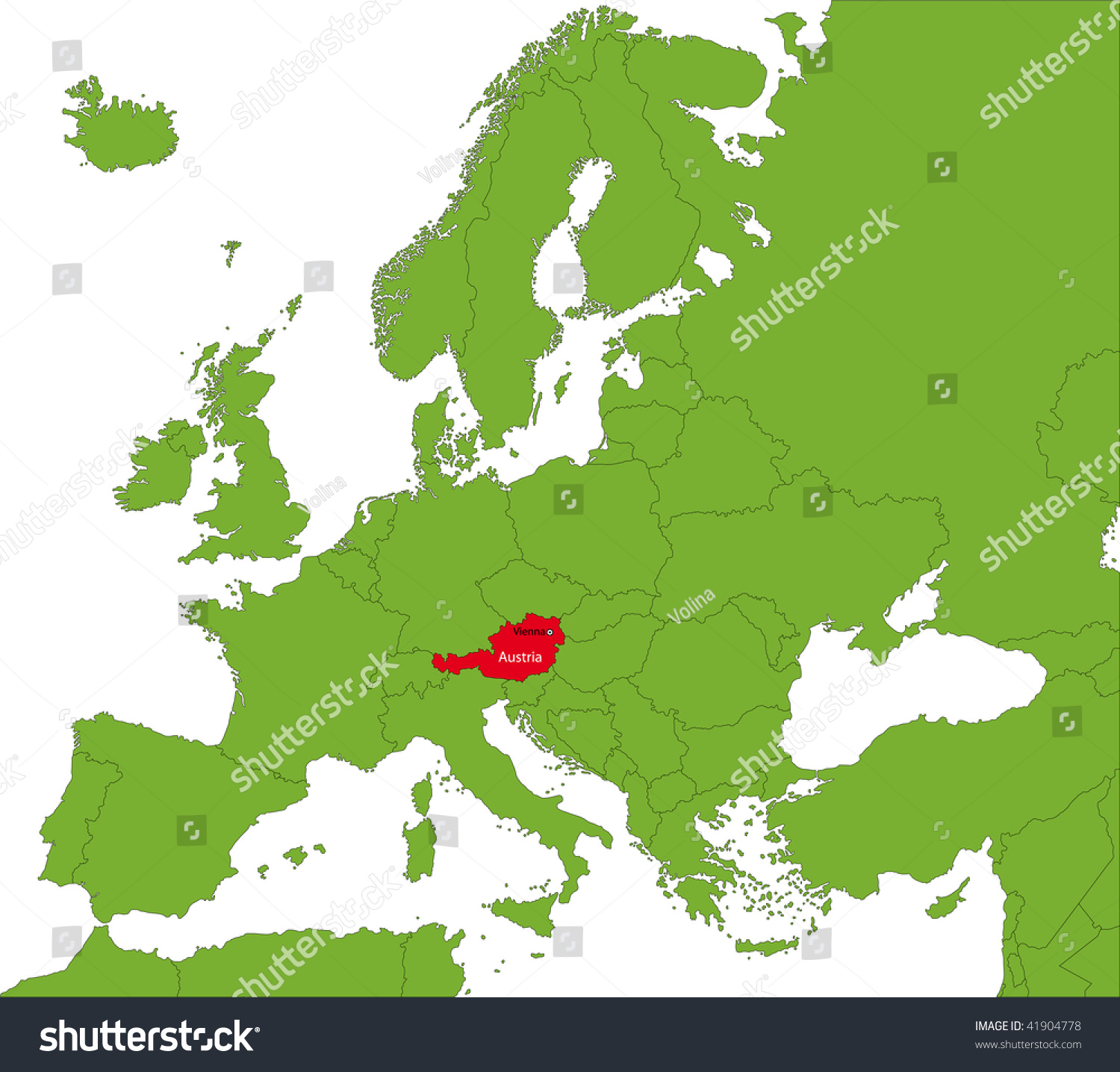 Location Of Austria On The Europa Continent Stock Photo 41904778 ...