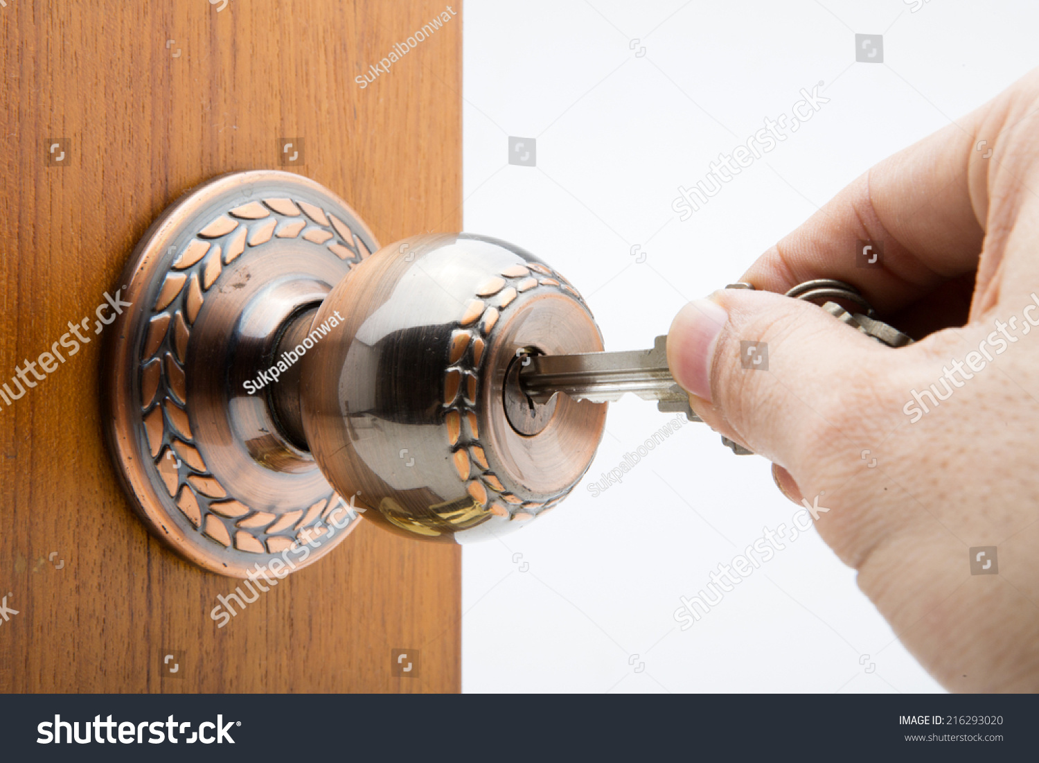 Locking Unlocking Door Key Hand Stock Photo Edit Now 216293020