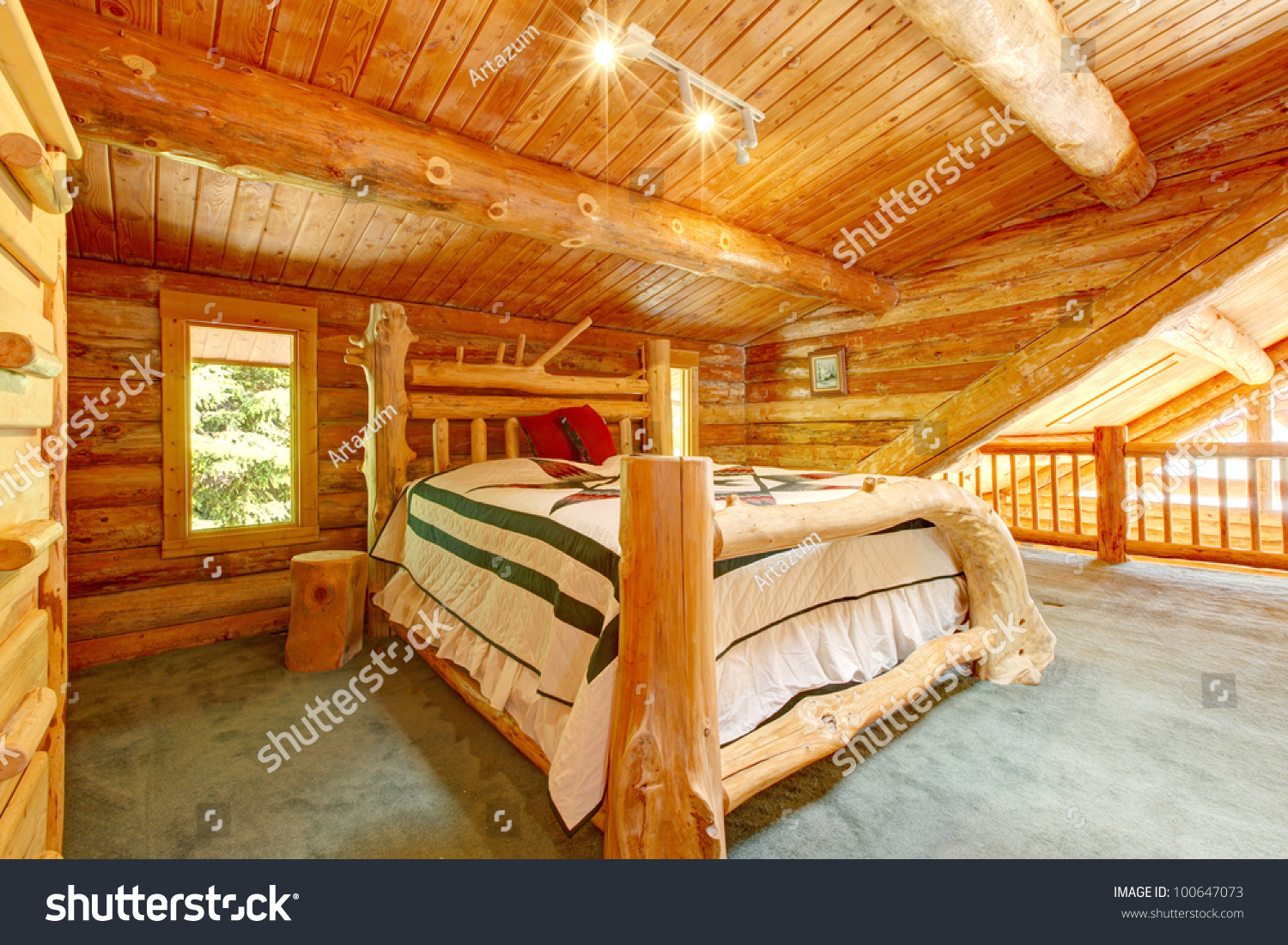 Log Cabin Bedroom Under Wood Large Stock Photo Edit Now 100647073