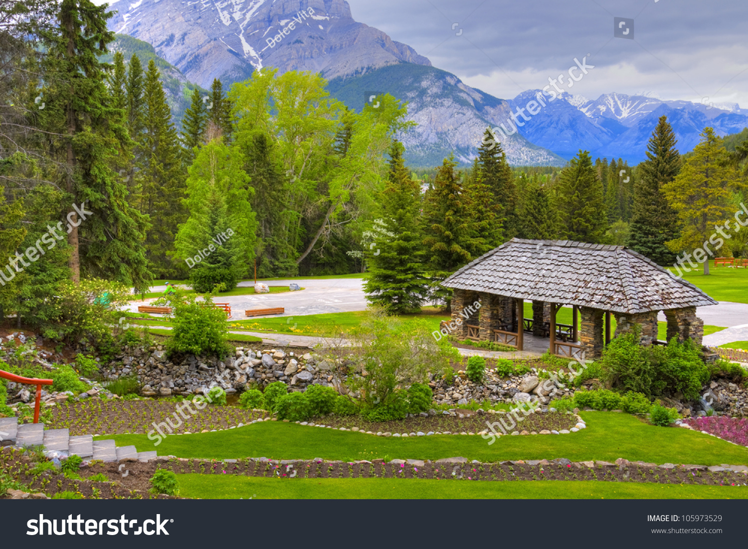 Log Cabin Surrounded By Forest Banff Stock Photo Edit Now 105973529