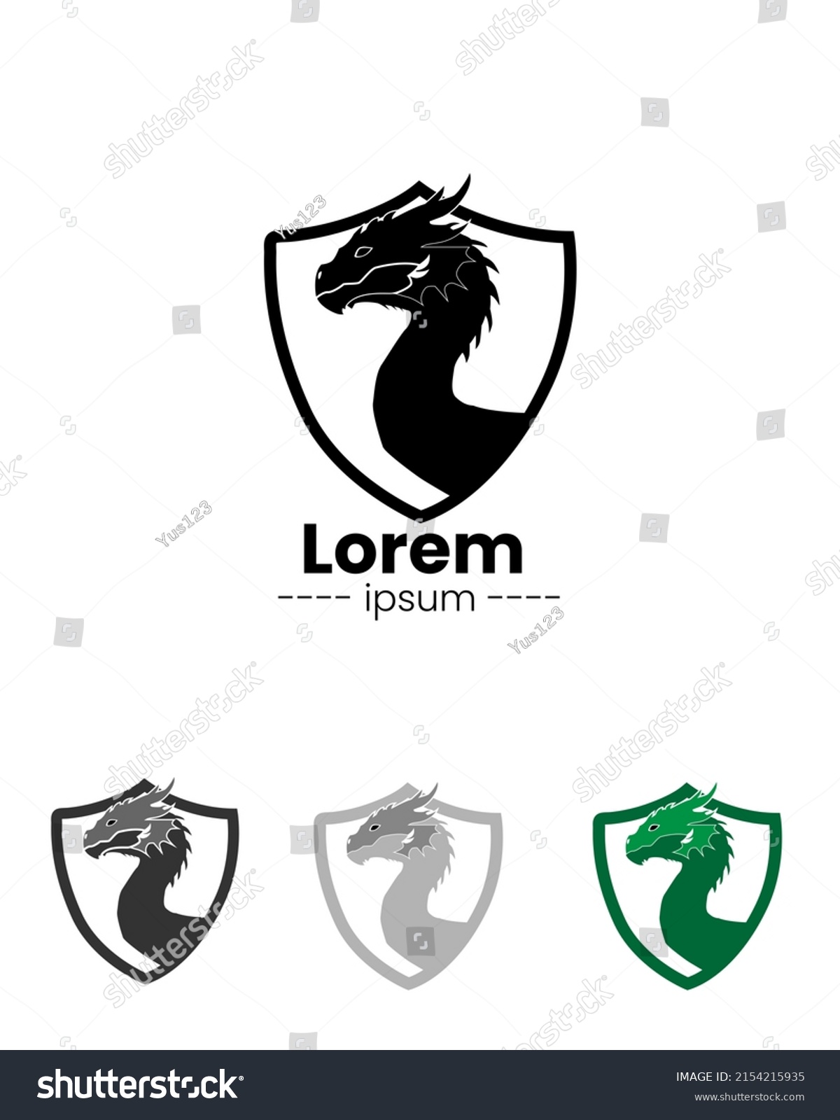 Logo Dragon Head Shield Silhouette Stock Illustration 2154215935 ...