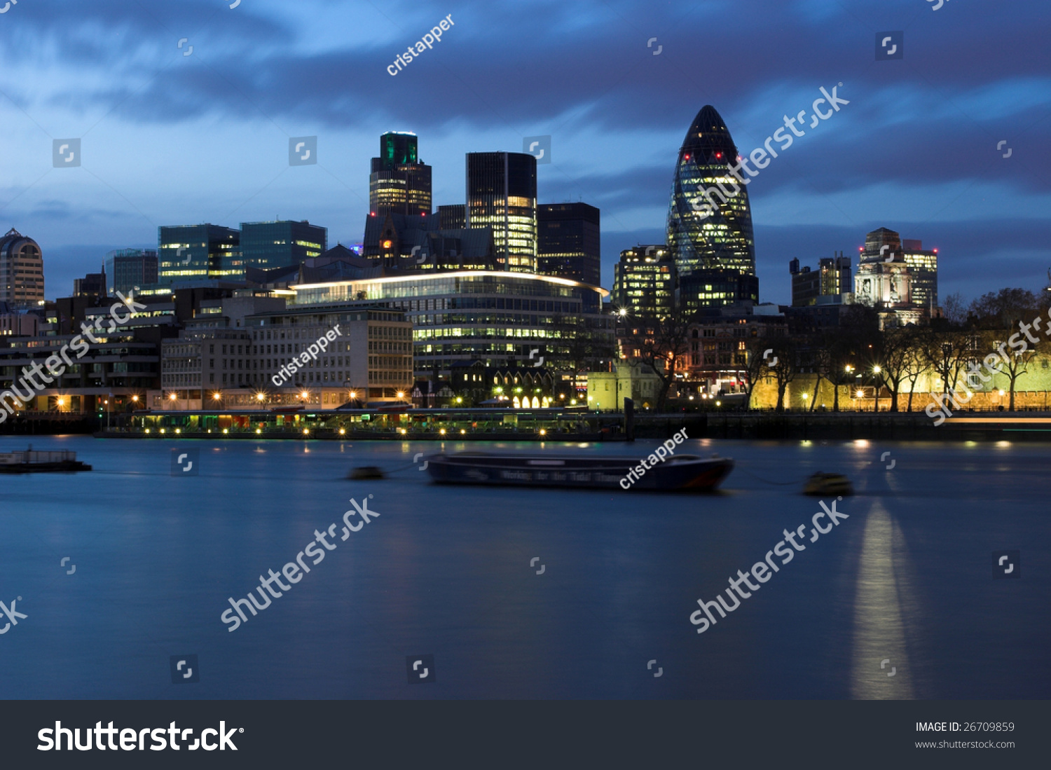 London City Skyline At Night Stock Photo 26709859 : Shutterstock