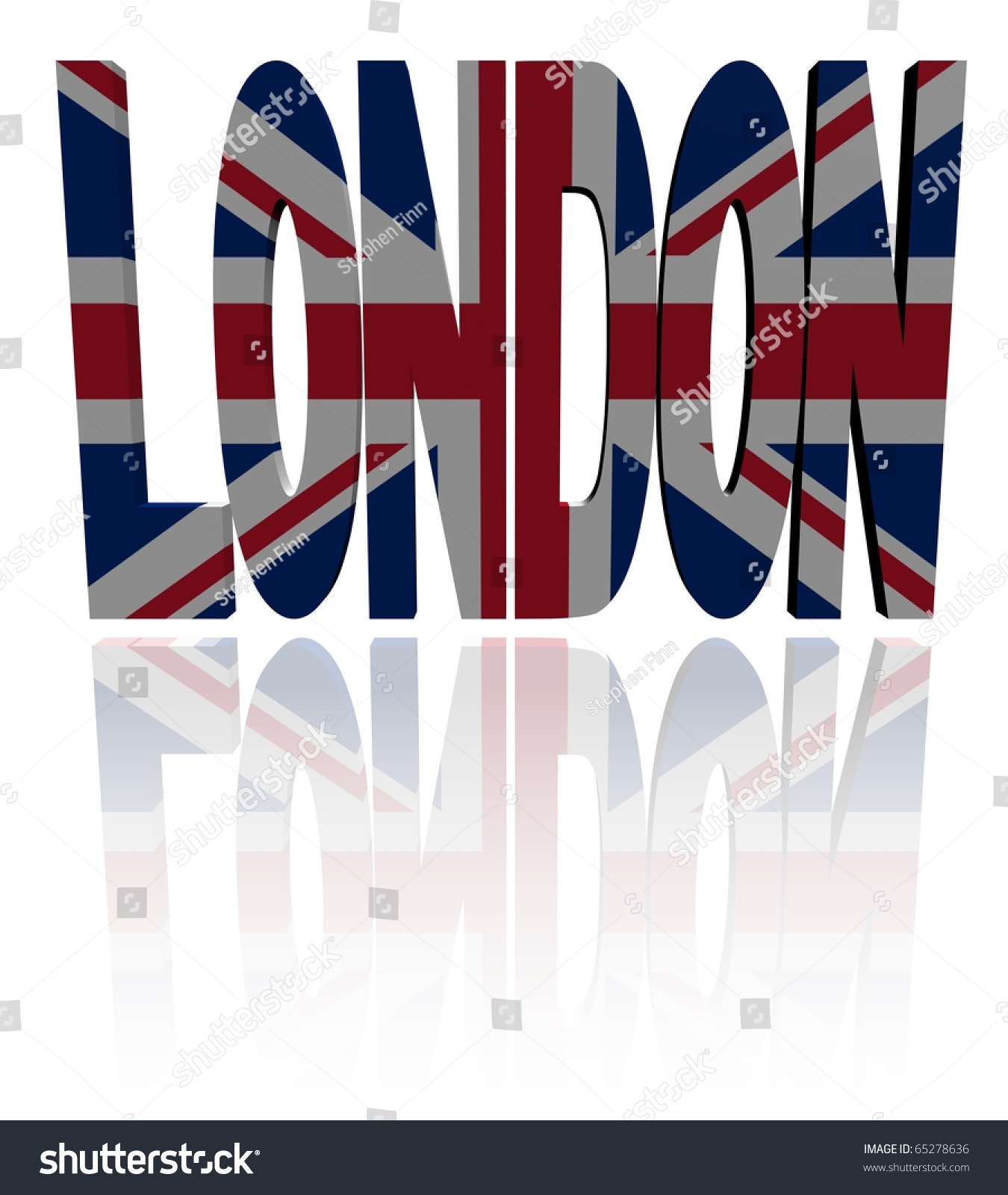 London Text With British Flag Illustration - 65278636 : Shutterstock