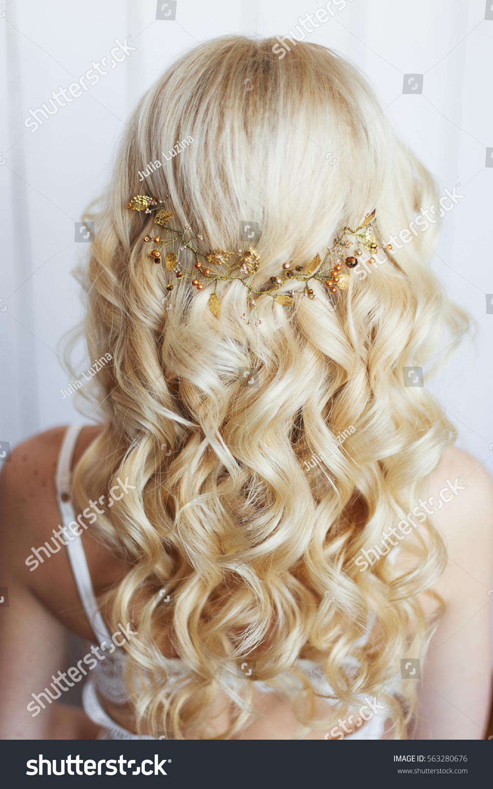 Long Blonde Curly Hair Tender Wedding Stock Photo Edit Now 563280676