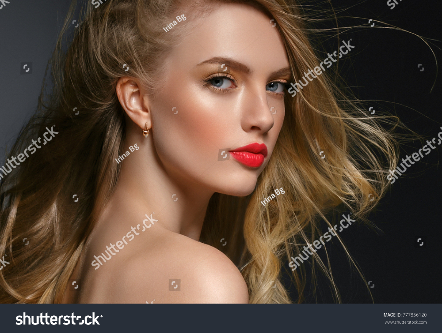 Portrait of a beautiful woman with long curly hairs Portrait of a beautiful woman with long curly hairs