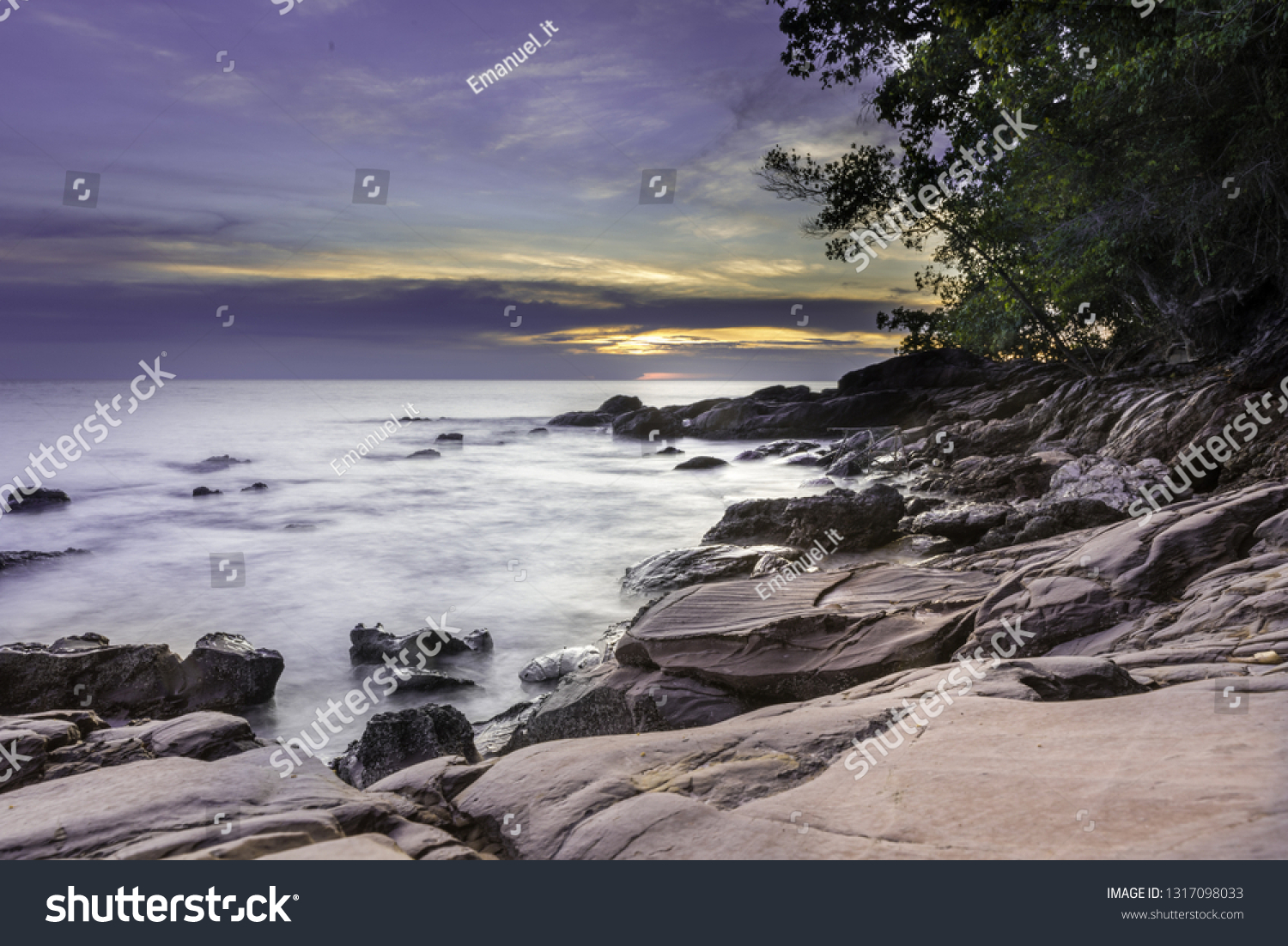 Long Exposure Rocky Beach Malaysia During Stock Photo Edit Now 1317098033