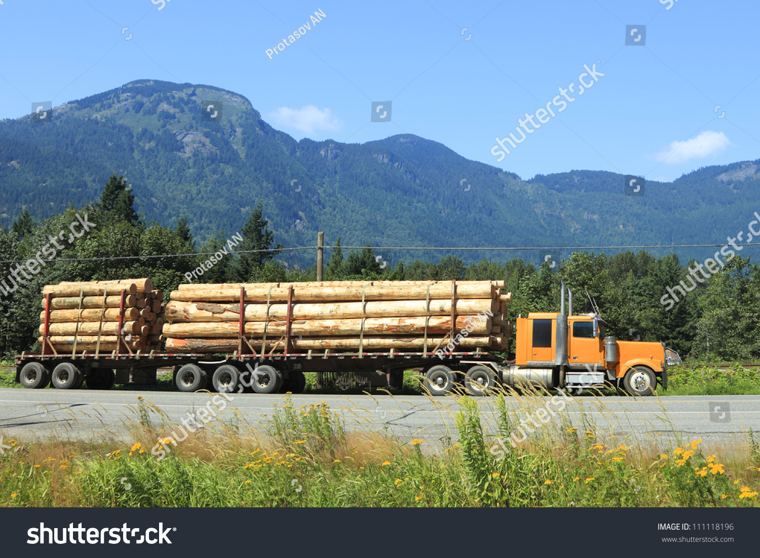 Long Logging Truck Stock Photo 111118196 : Shutterstock