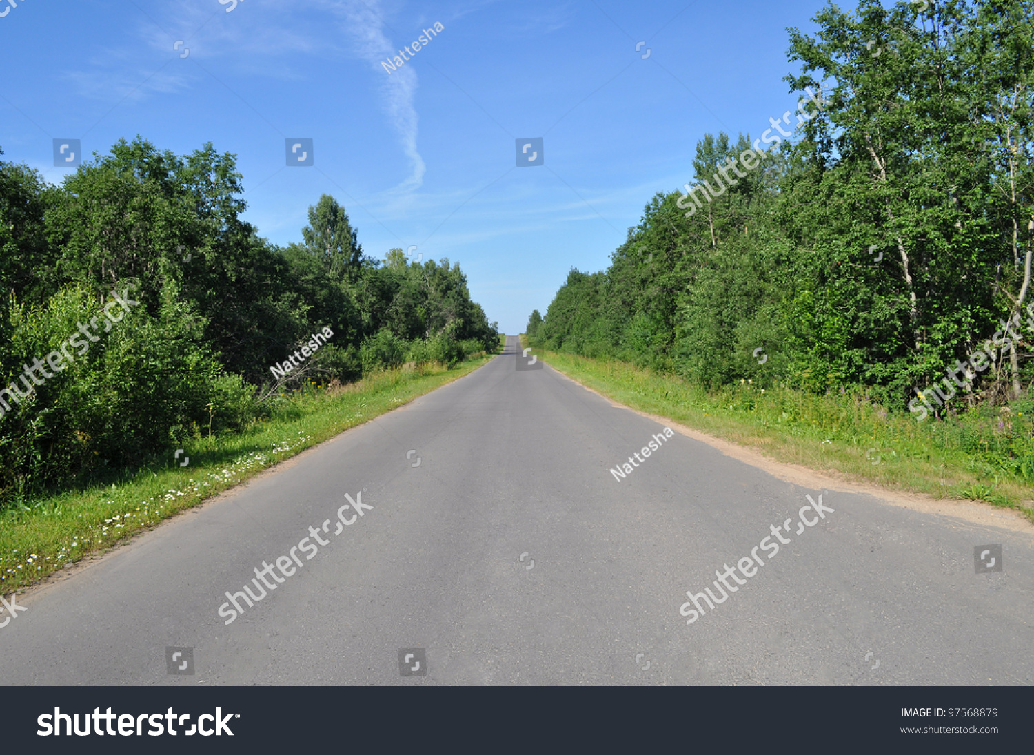 Long Road Stretching Out Into Stock Photo 97568879 : Shutterstock