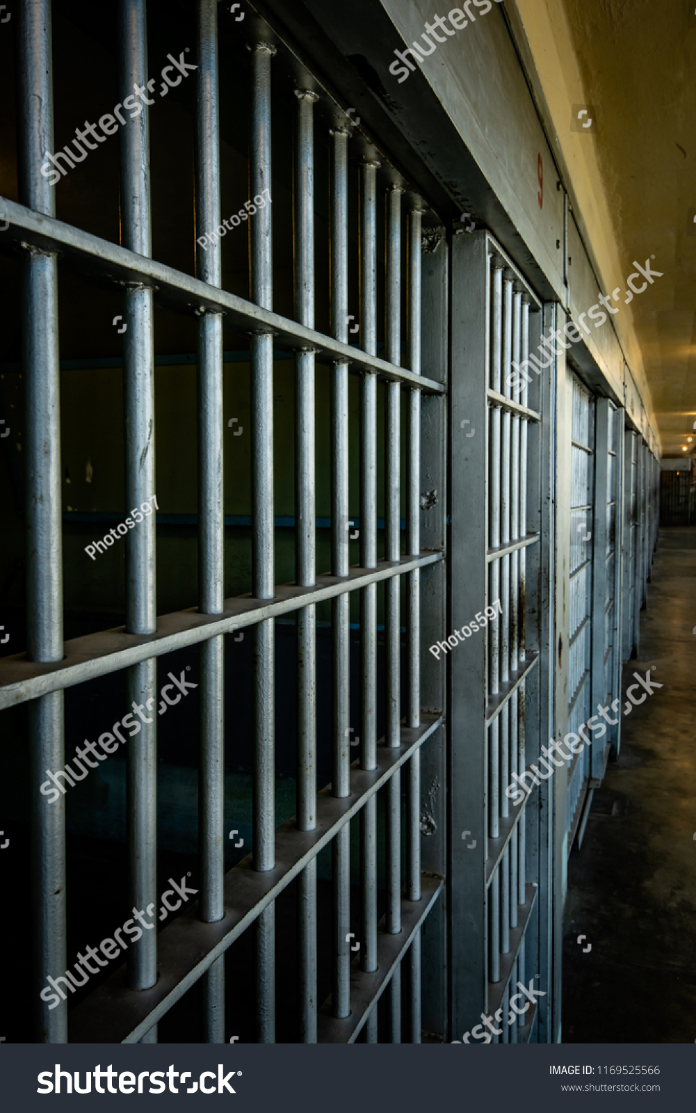 Looking Down Prison Cell Block Bars Stock Photo Edit Now 1169525566