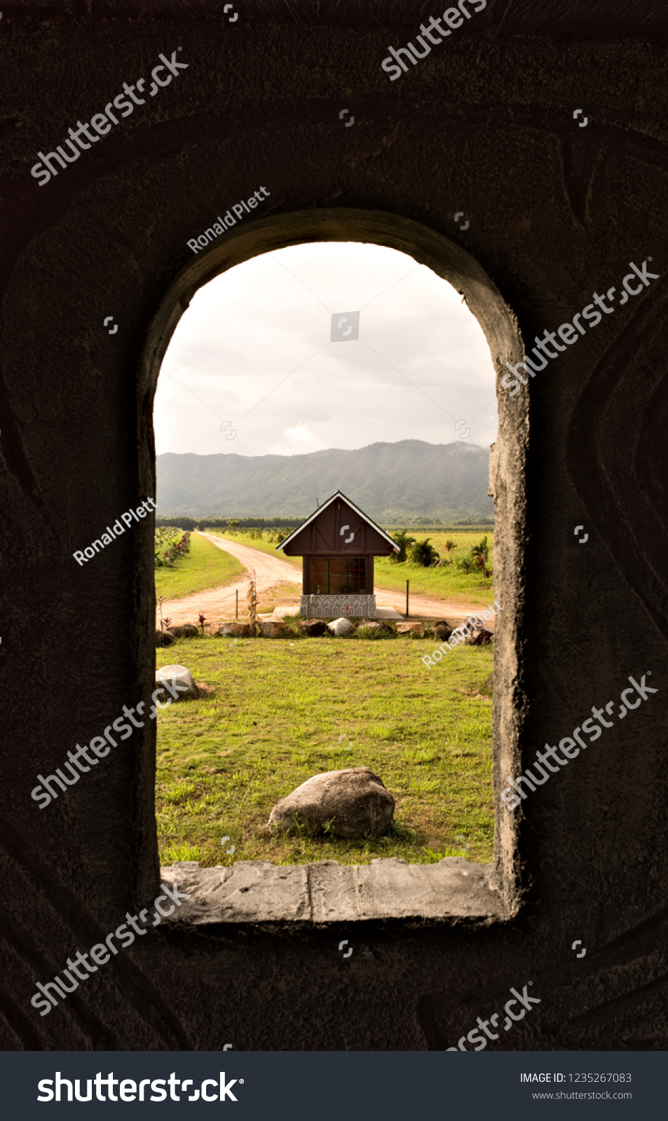 Looking Out Window Small House Mountains Stock Photo Edit Now