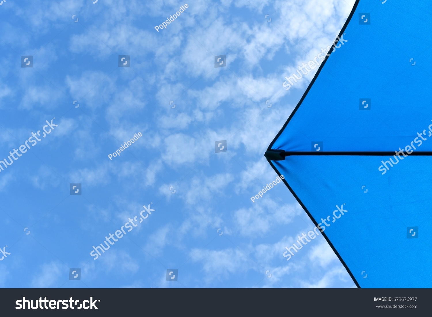 Looking Blue Patio Umbrella Blue Sky Parks Outdoor Stock Image 673676977