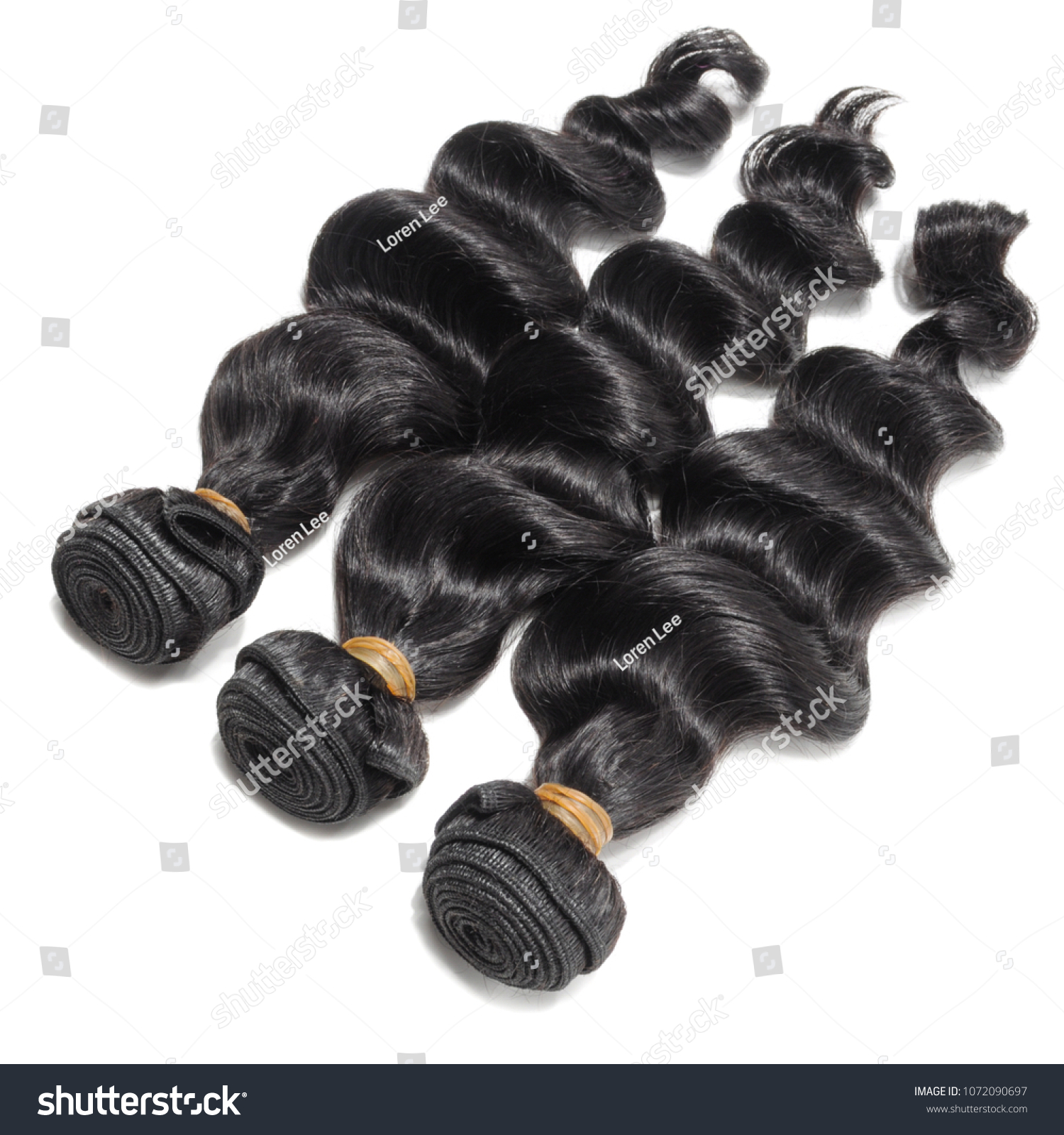 Loose Wave Black Human Hair Weaves Stock Photo Edit Now 1072090697